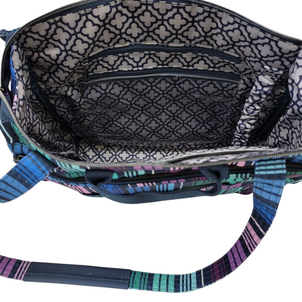 LUG Soprano Tote Bag Brushed Marina Love Stripe Multi RFID Organizer Top Handles - Picture 10 of 16